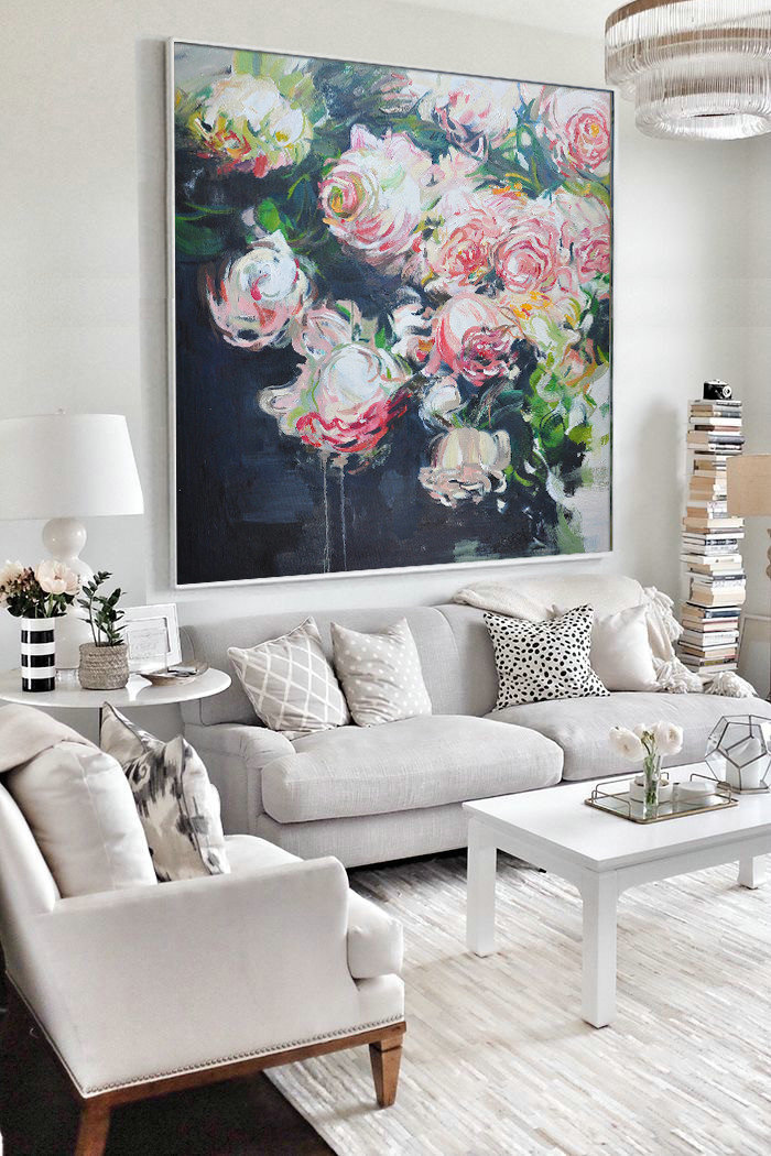 Abstract Flower Oil Painting Large Size Modern Wall Art #ABS0A3 - Click Image to Close